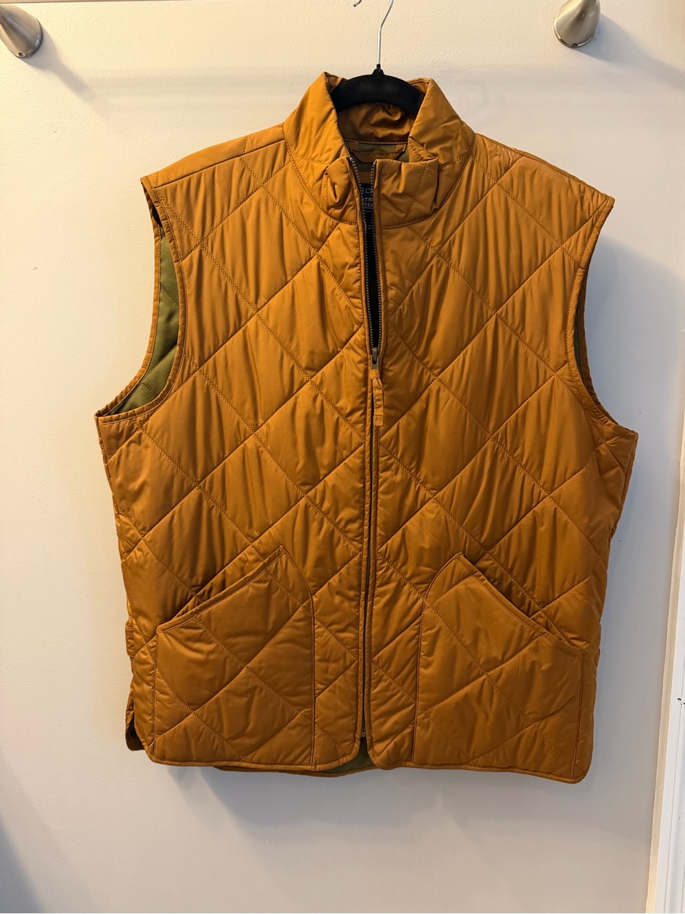 J. Crew Quilted Reversible Vest in Brown/Mustard